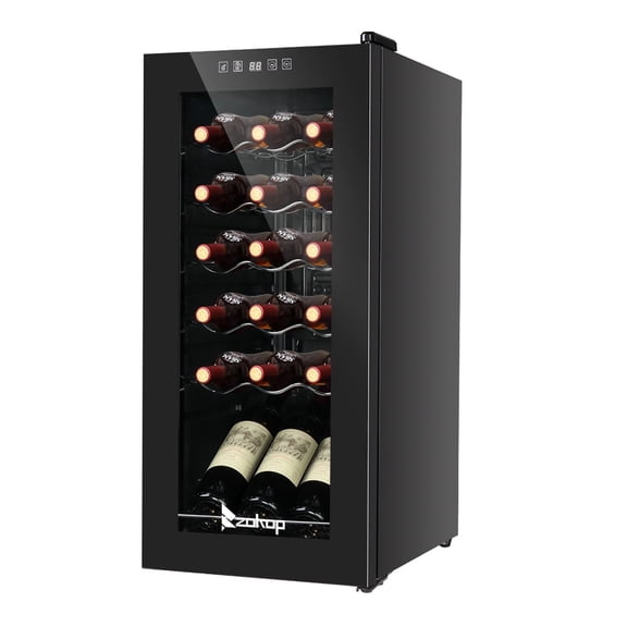 Compressor Wine Cabinet, 18 Bottle Wine Cooler Refrigerator Cooling Wine Cellar Black