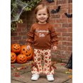 thumbnail image 5 of RUINIXCW Toddler Baby Girl Thanksgiving Outfit Kids Little Girl Fall Winter Clothes Homemade Rolls Letter Ruffled Long Sleeve Sweatshirt and Flare Pants Set, 5 of 8
