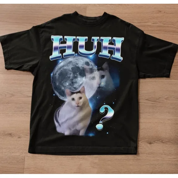 RARE HUH Funny Dank Cat Meme Shirt Goofy Silly Ugly Unhinged Tee Gift for Men Women