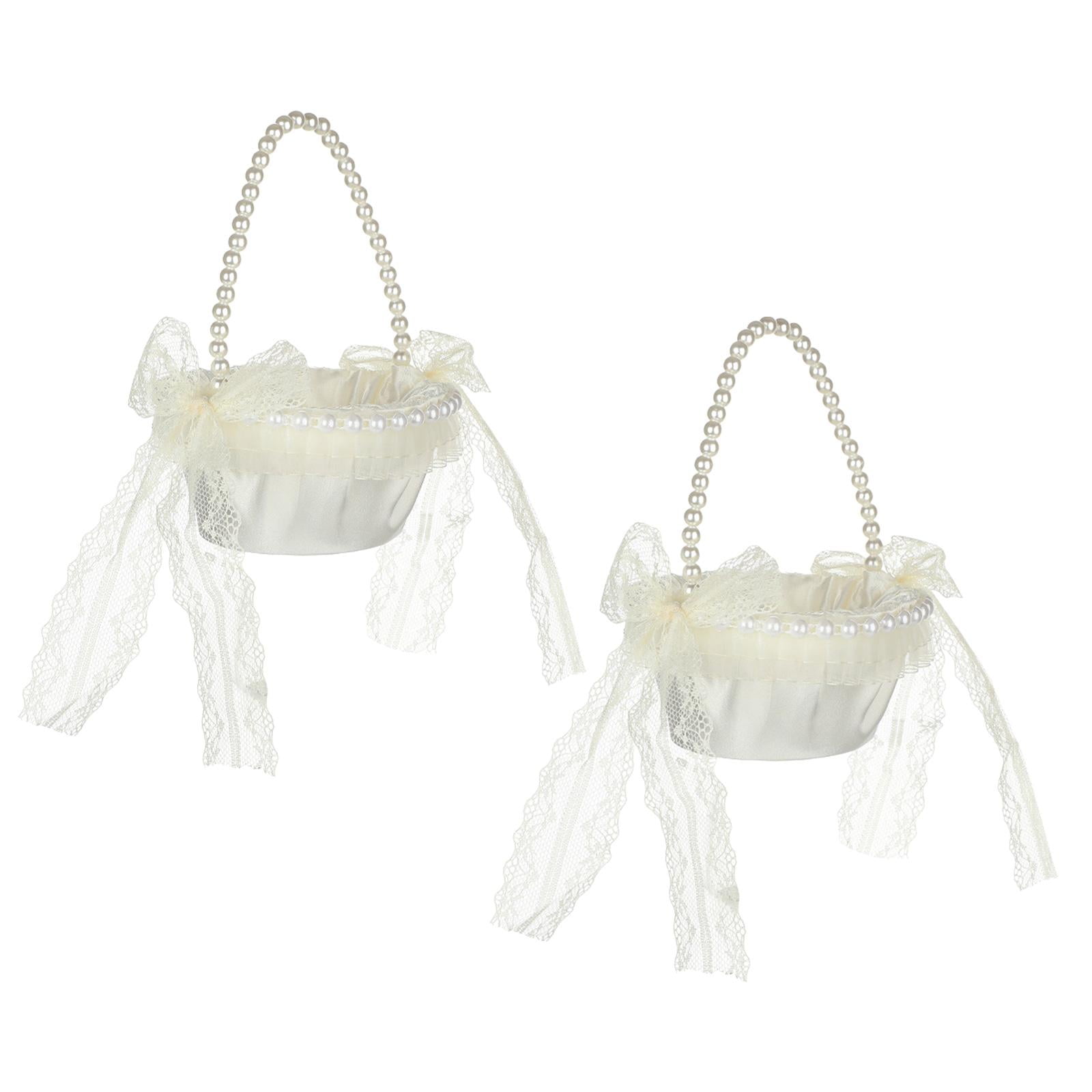 GUOOL 2 Pieces Flower Girl Baskets for Wedding Flower Petal Basket Wedding Baskets D Walmart