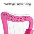 thumbnail image 3 of Walter.t 15-String Lyre Harp Wooden String Instrument with Carry Bag Strap Cleaning Cloth Tuning Wrench Pickup for Beginners, 3 of 7