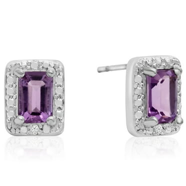 SuperJeweler 1 Carat Amethyst and Halo Diamond Earrings for Women