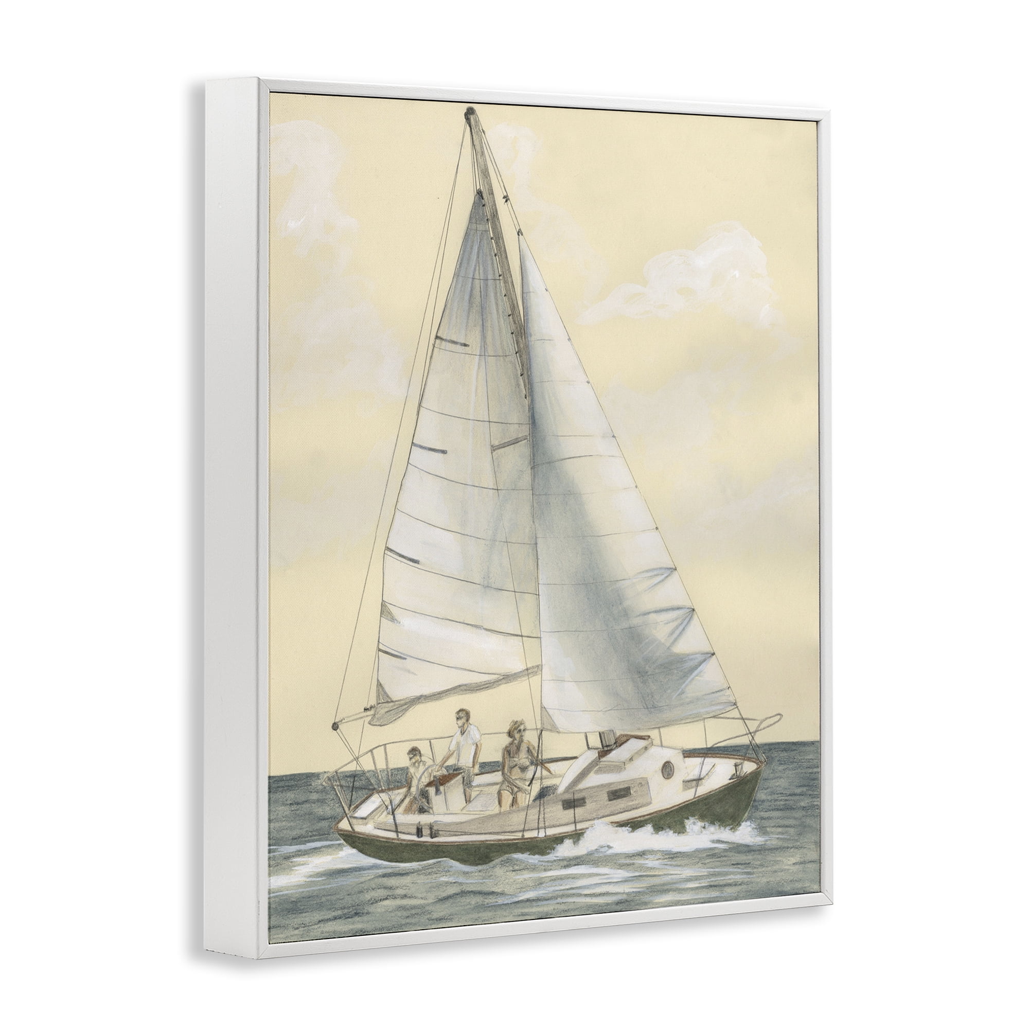 Stupell Industries Family Sailing Trip Transportation Painting White Framed Art Print Wall Art, 24 x 30
