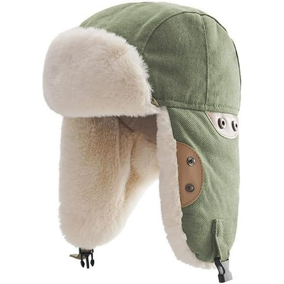 YQHWQ Russian Winter Hat with Ear Flaps Thick Plush Faux Fur Headband Snow Caps Hat Windproof Hat
