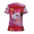 thumbnail image 6 of Fuzoiu Pig Print Women's V-Neck T-Shirt,Women's Short Sleeve Top, Comfortable for Work, Leisure, and Sports, 6 of 7