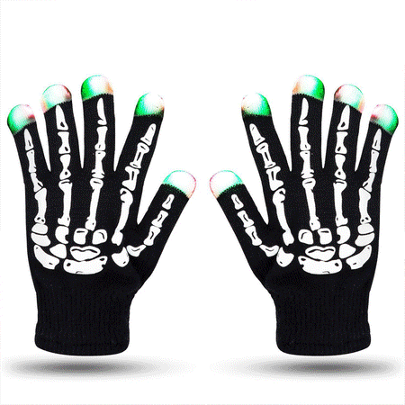 1byone LED Skeleton Gloves Finger Lights 6 Modes Rave Gloves Party LED Lighted Gloves For Halloween Costume Christmas Dance Dubstep Party (Best Led Rave Gloves)