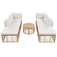 thumbnail image 4 of Glavbiku 6 Seater Outdoor Wicker Furniture Set,All-Weather Rattan Sectional Sofa for Garden,Beige, 4 of 14