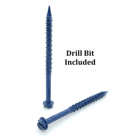 

100 Qty 3/16 x 2-3/4 Hex Head Diamond Tip Concrete Screws To Anchor Masonry Block & Brick (BCP489)