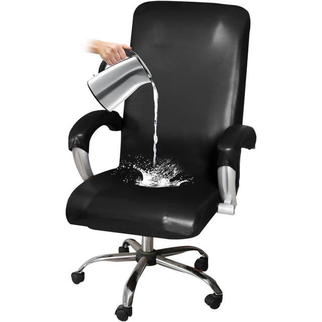 Office Chair Cover | PU Leather Swivel Computer Chair Slipcovers with ...