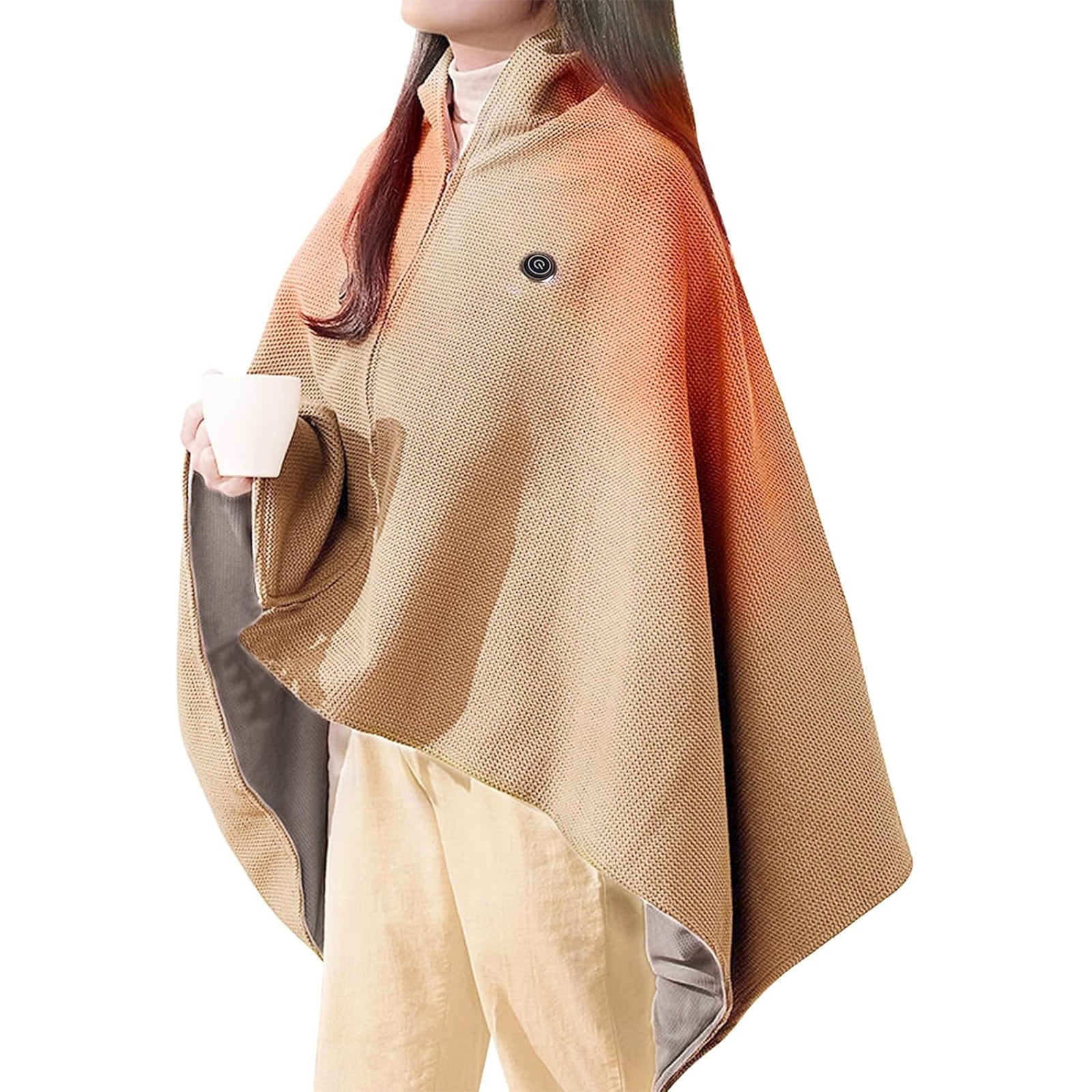 2-in-1 Battery Heated Shawl & Blanket with Power Bank | Carbon Fiber Fast Heat & Long Time Warmth | 3-Temp Adjustable Wearable Wrap for Women | Office/Travel/Camping Purple Zippered Heating Solution