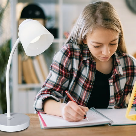 OttLite - Clarify LED Desk Lamp with 4 Brightness Settings and Adjustable Neck - White