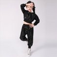 thumbnail image 4 of Kaprioy Baby Girl Fall Winter Clothes 2Pcs Girls Dance Outfits Cropped Sequin Jacket Pants Set Kids Hop Dance 80s 90s, 4 of 6
