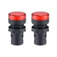 thumbnail image 1 of 2Pcs AC/DC 110V Indicator Lights, Red LED, Flush Panel Mount 7/8" 22mm, 1 of 5