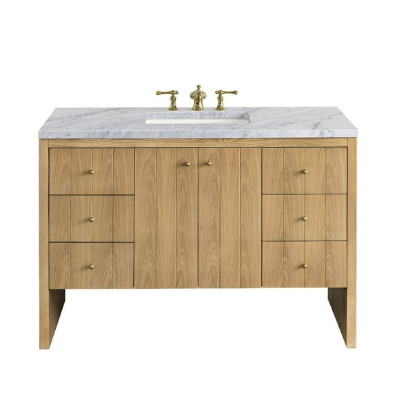James Martin Vanities 48" Single Vanity, Light Natural Oak w/ 3 CM Carrara Marble Top