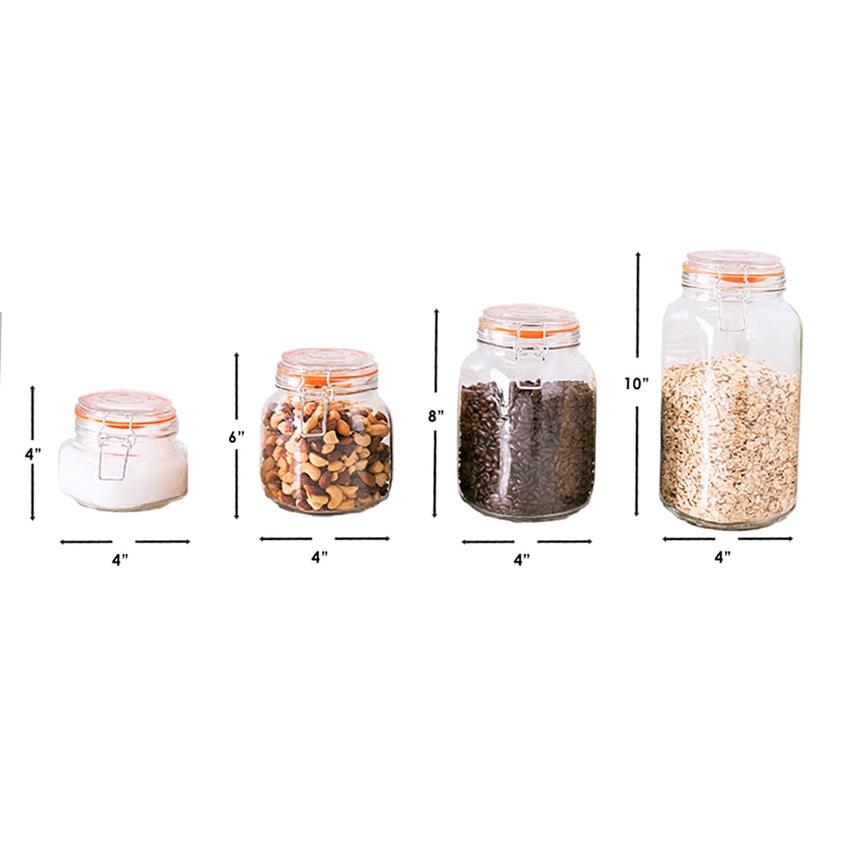 Home Basics Clear Glass Canisters with Airtight Lids (Pack of 4) - On Sale  - Bed Bath & Beyond - 11884050