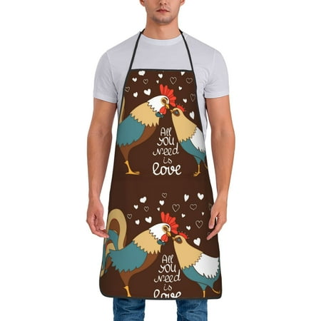 

Junzan Rooster And Chicken Print Kitchen Cooking Aprons Chef Apron for Men and Women Professional for Cooking Bib Aprons for Kitchen/Crafting/BBQ/Drawing