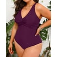 thumbnail image 3 of GFDYREE Women Plus Size One Piece Swimsuits V Neck Tummy Control Bathing Suits Front Cross Swimwear, 3 of 6