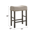 thumbnail image 5 of Set of 2 Counter Height Bar Stools with Tan Linen Upholstery and Weathered Gray Finish, 5 of 5