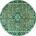 thumbnail image 1 of Ahgly Company Machine Washable Indoor Round Persian Turquoise Blue Traditional Area Rugs, 8' Round, 1 of 4