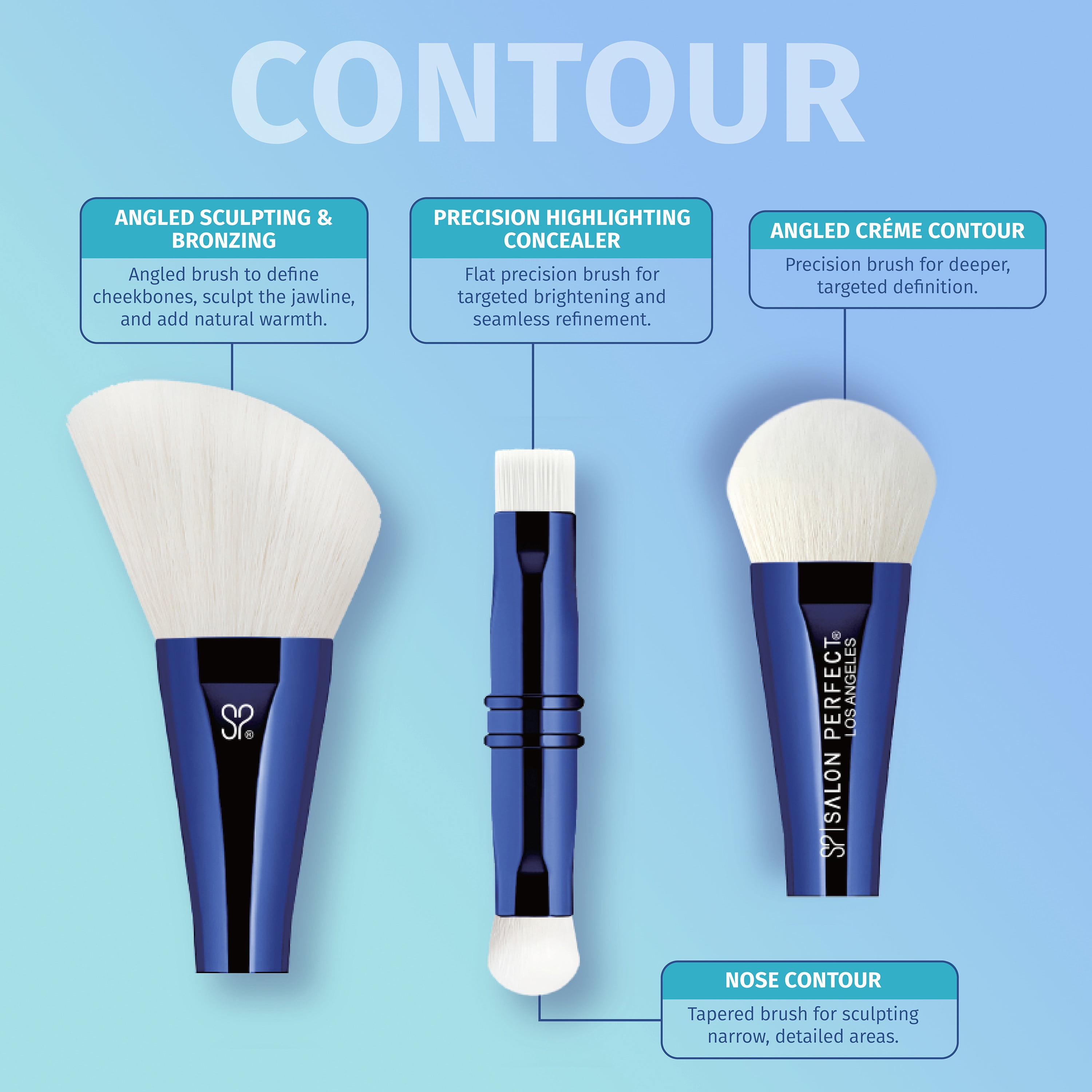Salon Perfect 4-in-1 Viral Contour & Highlight Brush, For