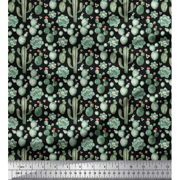 Soimoi Cotton Duck Fabric Floral,Succulents & Cactus Tree Print Fabric by Yard 42 Inch Wide