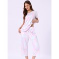 thumbnail image 3 of DARING DIVA Women's Short Sleeve Tie Dye Capri Pants with Pockets Loungewear M Pink, 3 of 7