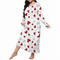 thumbnail image 5 of Sakmal Cute Soft Nightgowns Women Nightshirt Hearts Print Long Sleeve Red Nightgowns, 5 of 5
