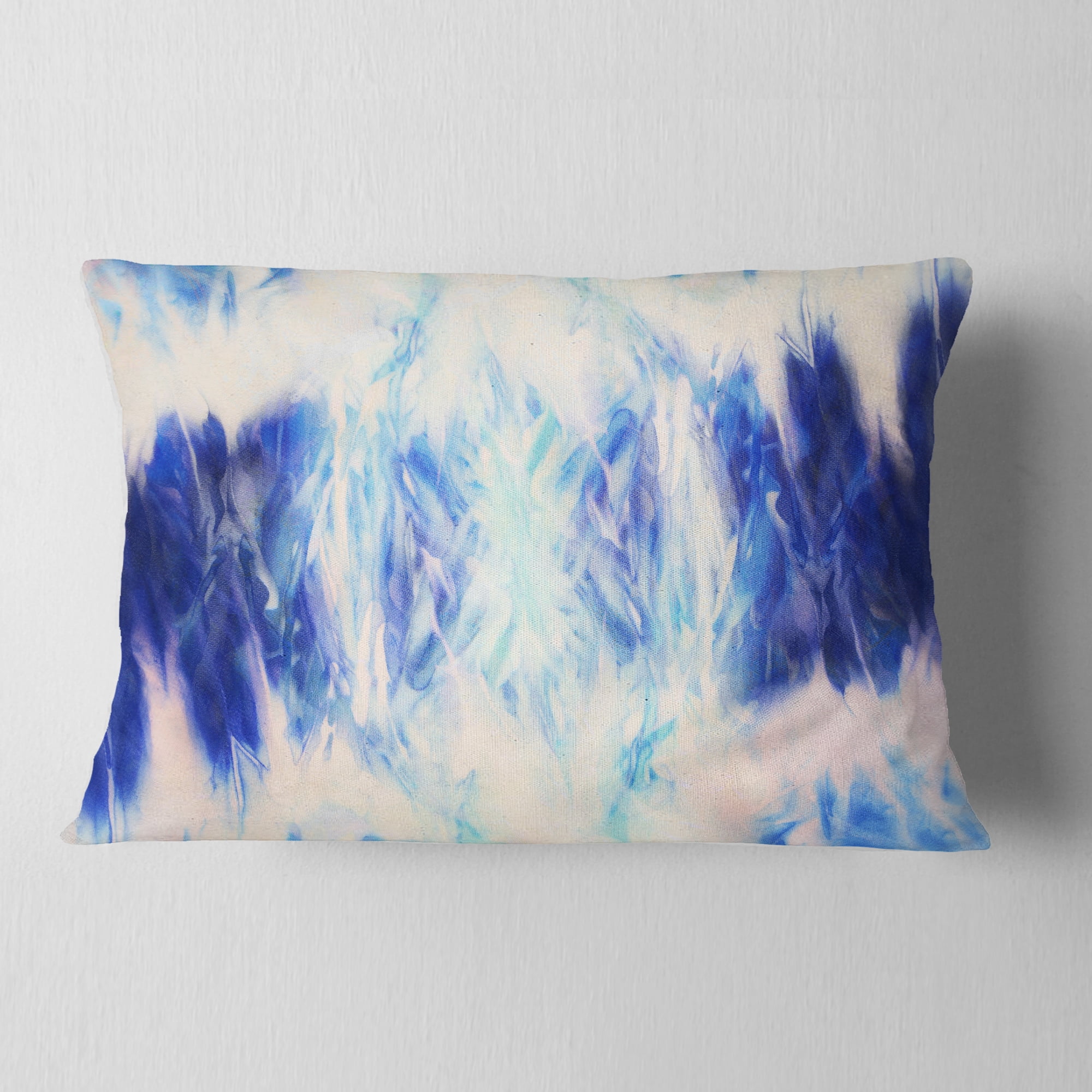 Designart Blue Collage with Spots - Abstract Throw Pillow - 12x20