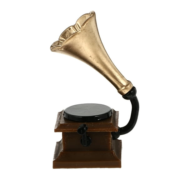 Niceauty mini record player figurine Decorative Brown Resin 1Pcs Friends Home Decoration