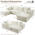 thumbnail image 2 of 4 Seats Boneless Modular Cloud Sectional Sofa with Chaise & Ottoman, Extra-Wide Deep Seats Plush Corduroy Sleeper Soft Couch for Modern Living Rooms, Small Spaces Apartment Beige 138"-U Shape Left, 2 of 8