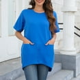 thumbnail image 2 of Breezora Oversized Button Down Pocket Tee for Women Stylish Casual Short Sleeve Top with Loose Comfortable Fit M Size Blue, 2 of 9