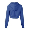 thumbnail image 4 of MixMatchy Women's Solid Casual French Terry Cropped Zip Up Hoodie, 4 of 5