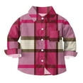 thumbnail image 6 of MKOSPLRT Toddler Baby Boys Girls Plaid Shirts 6M-8Y Long Sleeve Lapel Button Down Shirt Color Block Fall T Shirts Back to School Clothes, 6 of 10