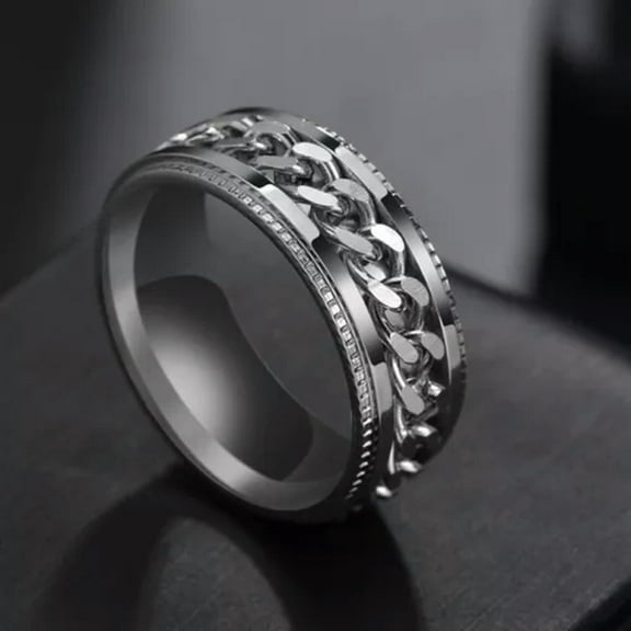 5-Colors 8mm Silver/Gold/Black/Blue Spinner Chain Band Mens Steel Ring Size 7-12