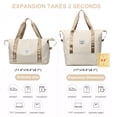 thumbnail image 2 of DAKIMOE Weekender Bags for Women, Travel Bag Carry on Gym Bag, Travel Duffle Bag with Wet Dry Pocket/Front Phone Pocket/Trolley Sleeve Pocket, Beige, 2 of 9