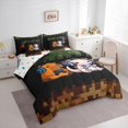 thumbnail image 2 of Manfei Cute Axolotl Pattern 7pcs Queen Bedding,Lovely Capybara Bedding Comforter Set Queen,Black Green,Polkadot Reversible, 2 of 7