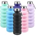 thumbnail image 2 of Botella de agua plegable, reutilizable, de silicona sin BPA, para viajes, gimnasio, camping, senderismo, portátil, a prueba de fugas, para deportes, 2 of 5