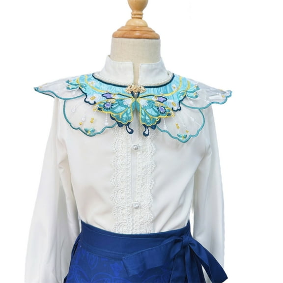 Aellinatey Pearls Shawl for Women False Collar Shoulder Wrap Yunjian Decorative Flower