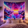 thumbnail image 2 of Striped Celestial Orb Over a Mirrored Cosmic Lake, Dreamy Psychedelic for Space Lovers, Galaxy Wall Art, Housewarming Gift, Tapestry Wall Hanging for Bedroom and Gaming Room, 2 of 7
