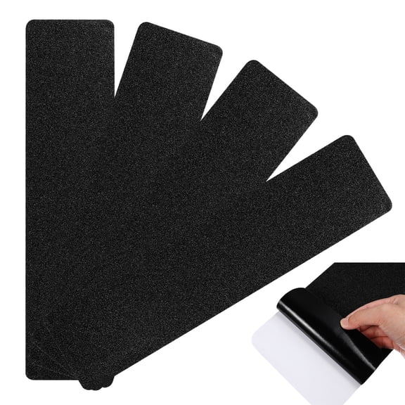 4Pcs Garage Stair Treads 6"x24", Stair Treads Collection Indoor Skid Slip Resistant Skid Resistant Carpet Glue-Free Self-Adhesive Anti-Slip Mats Double Stripes for Repeated Use