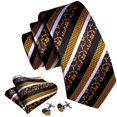 thumbnail image 2 of Set de corbatas Barry.Wang Silk 150 cm con gemelos dorados, 2 of 5
