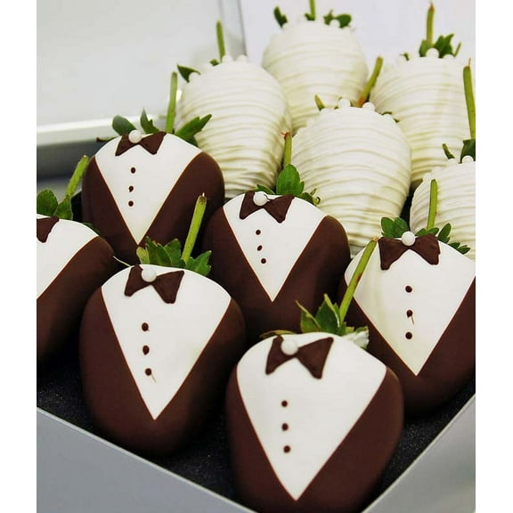 From You Flowers - Bride & Groom Chocolate Covered Strawberries for Birthday, Anniversary, Get Well, Congratulations, Thank You, All Occasions