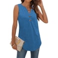 thumbnail image 4 of Summer Women Tank Tops Plus Size Solid Color Button V-Neck Sleeveless Wide Straps Blouse Tank Tops For Women Casual Loose Dressy Women Trendy Going Out Tops, 4 of 7