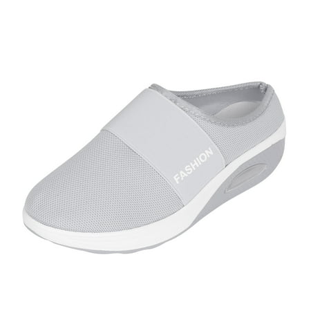 

Gzztg Slippers for Women New Style Daily Fashion Casual Baotou Mesh Round Head Women s Wedge Slippers
