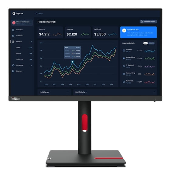 Restored Lenovo ThinkVision T22i-30 21.5" 16:9 Full HD IPS WLED LCD Monitor, Raven Black (Refurbished)