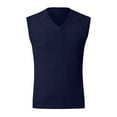 thumbnail image 2 of Bcfgryg Men's Thickened Comfort Classic Business Sleeveless Casual Plush Vest Vest V Neck Knitted Thickened Sweaters For Men Blue L, 2 of 3