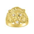 thumbnail image 1 of RYLOS Rings Yellow Gold Plated Silver Lion Head Ring Amazing Conversation Starter Diamonds Eyes & Mouth Rings Size 6, 1 of 7