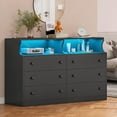 thumbnail image 6 of Black Dresser with LED Lights and Charging Station for Bedroom, Modern Dresser Chest of Drawers Storage Cabinet with 6 Drawers for Living Room Hallway, 6 of 10
