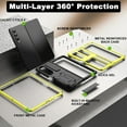 thumbnail image 3 of Compatible Metal Samsung Galaxy Z Fold 4 5G Phone Case with Hinge Protection & Stand,6ft Drop Tested Military Heavy Duty Dual Layer Protective Bumper Metal Case for Samsung Z Fold 4 Case Yellow, 3 of 14