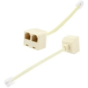 URBEST®2 PCS RJ11 Male to Female Two Way Telephone Splitter Converter Cable